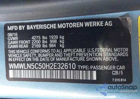 2017 Mini Clubman Cooper from USA, damaged, VIN WMWLN5C50H2E32610